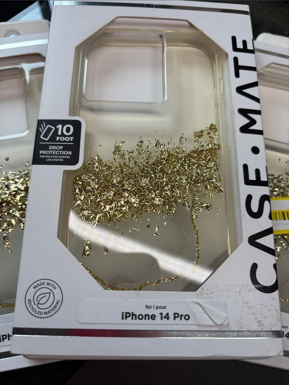 case-mate Gold Glitter Liquid iPhone 14 Pro Case - Floating Foil BUNDLE